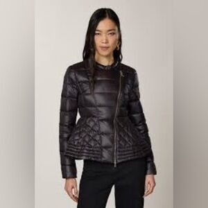Patrizia Pepe Peplum Hem Black Puffer Down Jacket Sz-2/38